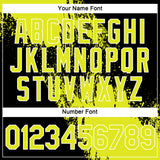 Custom Neon Yellow Black-White 3D Pattern Design Abstract Brush Stroke Performance Polo Shirt