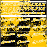 Custom Yellow Black-White 3D Pattern Design Abstract Brush Stroke Performance Polo Shirt
