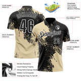 Custom Cream Black-White 3D Pattern Design Abstract Brush Stroke Performance Polo Shirt