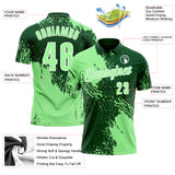 Custom Pea Green Green-White 3D Pattern Design Abstract Brush Stroke Performance Polo Shirt