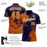 Custom Texas Orange Navy-White 3D Pattern Design Abstract Brush Stroke Performance Polo Shirt