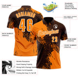 Custom Bay Orange Brown-White 3D Pattern Design Abstract Brush Stroke Performance Polo Shirt