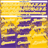 Custom Yellow Purple-White 3D Pattern Design Abstract Brush Stroke Performance Polo Shirt