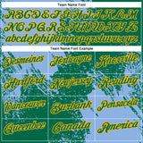 Custom Light Blue Kelly Green-Gold 3D Pattern Design Abstract Brush Stroke Performance Polo Shirt