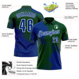 Custom Royal Green-White 3D Pattern Design Abstract Brush Stroke Performance Polo Shirt