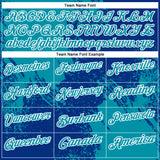 Custom Teal Royal-White 3D Pattern Design Abstract Brush Stroke Performance Polo Shirt