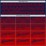 Custom Navy Red 3D Gradient Square Shape Performance Polo Shirt