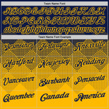Custom Navy Gold 3D Gradient Square Shape Performance Polo Shirt