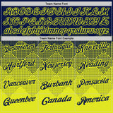 Custom Navy Neon Yellow 3D Gradient Square Shape Performance Polo Shirt