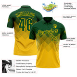 Custom Green Yellow 3D Gradient Square Shape Performance Polo Shirt