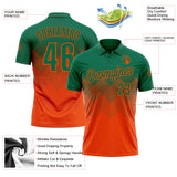 Custom Kelly Green Orange 3D Gradient Square Shape Performance Polo Shirt