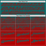 Custom Teal Red 3D Gradient Square Shape Performance Polo Shirt