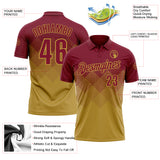 Custom Crimson Old Gold 3D Gradient Square Shape Performance Polo Shirt