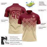 Custom Crimson Cream 3D Gradient Square Shape Performance Polo Shirt
