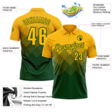 Custom Gold Green 3D Gradient Square Shape Performance Polo Shirt