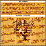 Custom Yellow Gold-Crimson 3D Retro American Flag Skull Bowling Performance Polo Shirt