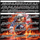 Custom Black White 3D American Flag Flame Lightning Skull Bowling Performance Polo Shirt