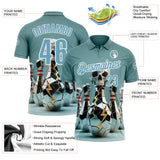 Custom Shadow Blue White 3D Shattered Mirror Skull Bowling Performance Polo Shirt