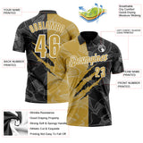 Custom Graffiti Pattern Old Gold Black-White 3D Scratch Performance Polo Shirt