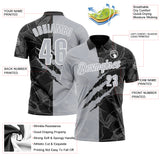 Custom Graffiti Pattern Gray Black-White 3D Scratch Performance Polo Shirt