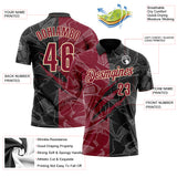 Custom Graffiti Pattern Crimson Black-Cream 3D Scratch Performance Polo Shirt