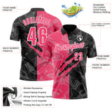 Custom Graffiti Pattern Neon Pink Black-White 3D Scratch Performance Polo Shirt