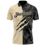 Custom Graffiti Pattern Black-Cream 3D Scratch Performance Polo Shirt