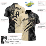Custom Graffiti Pattern Black-Cream 3D Scratch Performance Polo Shirt