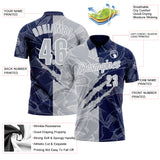 Custom Graffiti Pattern Gray Navy-White 3D Scratch Performance Polo Shirt