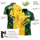 Custom Graffiti Pattern Yellow Green-White 3D Scratch Performance Polo Shirt