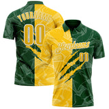 Custom Graffiti Pattern Yellow Green-White 3D Scratch Performance Polo Shirt