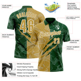 Custom Graffiti Pattern Old Gold Green-White 3D Scratch Performance Polo Shirt