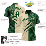Custom Graffiti Pattern Green-Cream 3D Scratch Performance Polo Shirt