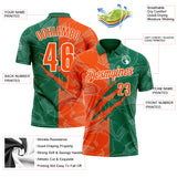 Custom Graffiti Pattern Orange Kelly Green-White 3D Scratch Performance Polo Shirt