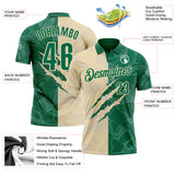 Custom Graffiti Pattern Kelly Green-Cream 3D Scratch Performance Polo Shirt