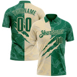 Custom Graffiti Pattern Kelly Green-Cream 3D Scratch Performance Polo Shirt