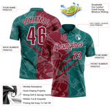 Custom Graffiti Pattern Crimson Teal-White 3D Scratch Performance Polo Shirt