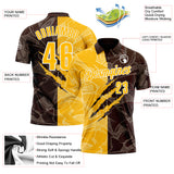 Custom Graffiti Pattern Gold Brown-White 3D Scratch Performance Polo Shirt