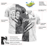 Custom Graffiti Pattern White-Steel Gray 3D Scratch Performance Polo Shirt