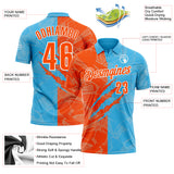 Custom Graffiti Pattern Orange Sky Blue-White 3D Scratch Performance Polo Shirt