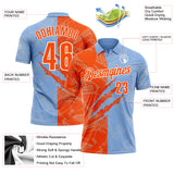 Custom Graffiti Pattern Orange Light Blue-White 3D Scratch Performance Polo Shirt