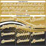 Custom Old Gold Black-White 3D Pattern Design Star And Geometric Shapes Performance Polo Shirt