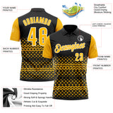 Custom Black Gold-White 3D Pattern Design Star Performance Polo Shirt