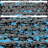 Custom Black Steel Gray Sky Blue-White 3D Pattern Design Splash Performance Polo Shirt