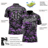 Custom Black Steel Gray Medium Purple-White 3D Pattern Design Splash Performance Polo Shirt