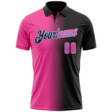 Custom Black Pink-Light Blue 3D Gradient Fashion Performance Polo Shirt