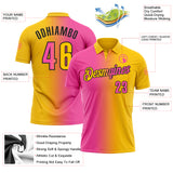 Custom Yellow Pink-Black 3D Gradient Fashion Performance Polo Shirt