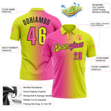 Custom Neon Yellow Pink-Black 3D Gradient Fashion Performance Polo Shirt