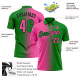 Custom Grass Green Pink-Black 3D Gradient Fashion Performance Polo Shirt