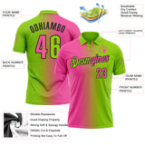 Custom Neon Green Pink-Black 3D Gradient Fashion Performance Polo Shirt